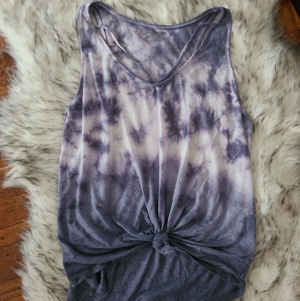 Tie dye, tie front, strappy tank top